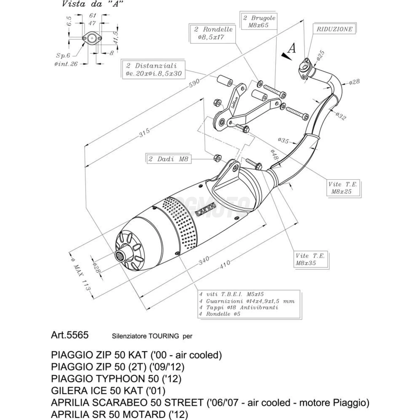 TOURING APRILIA SCARABEO 50 STREET (air cooled Piaggio engine) FULL SYSTEM