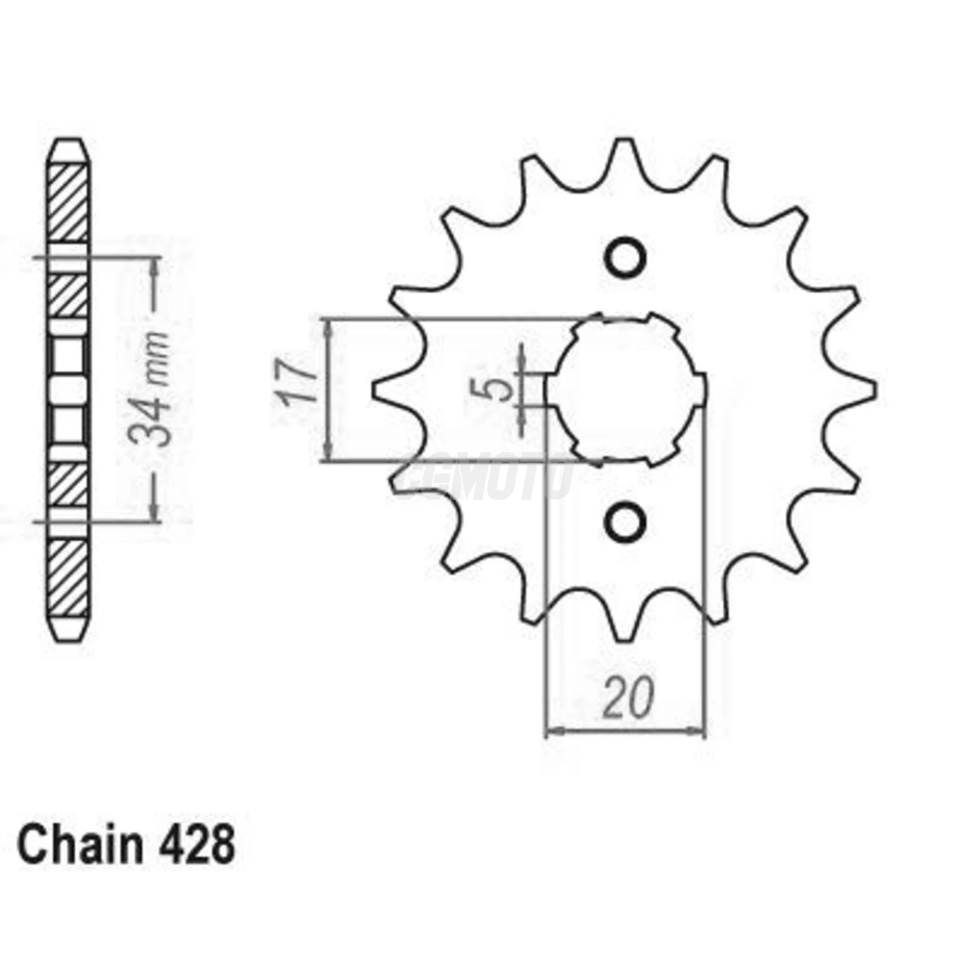 Kit Chaine Origine DERBI SENDA 125 SM DRD RACING 17x50