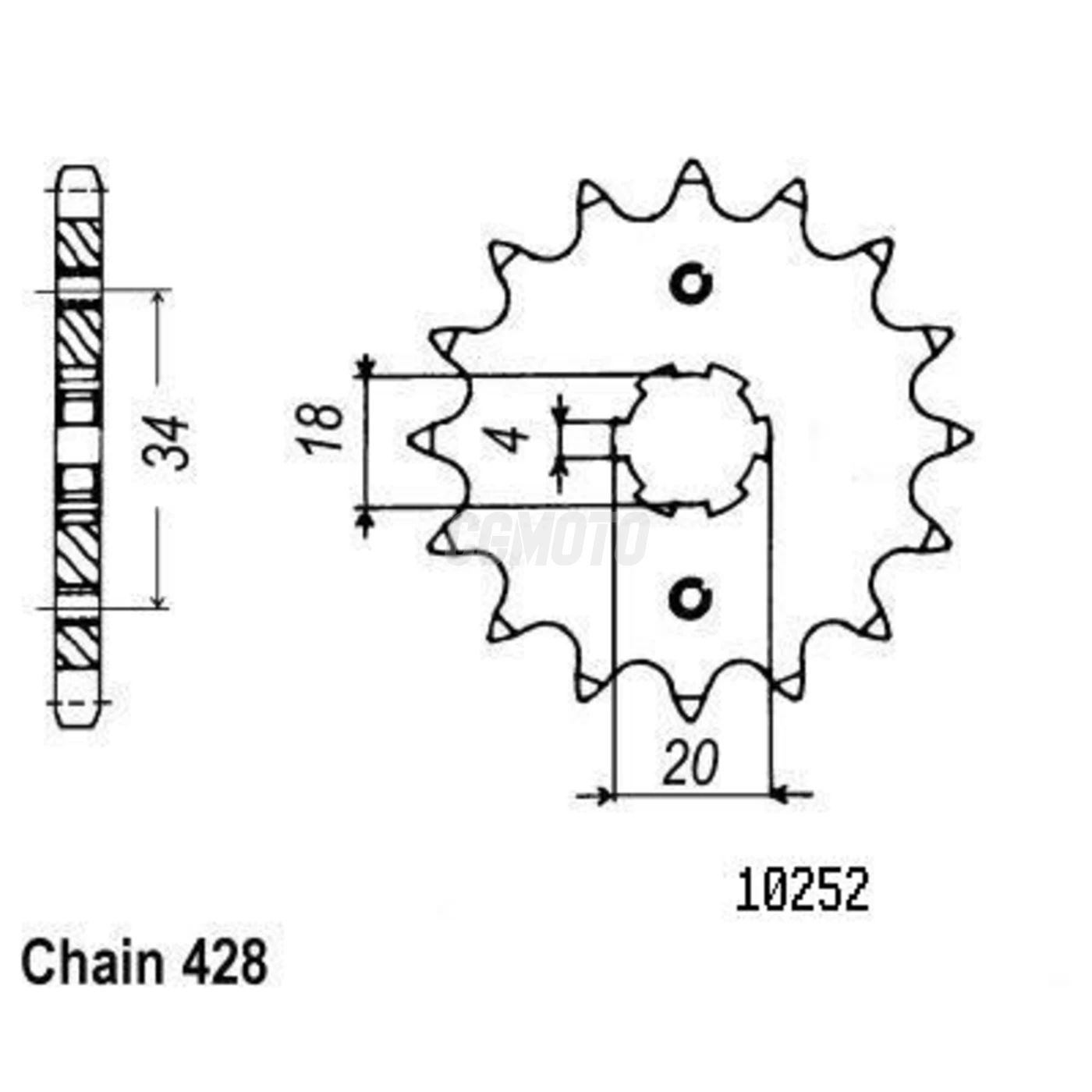 Kit chaine Honda Cb 125 T2 / Twin