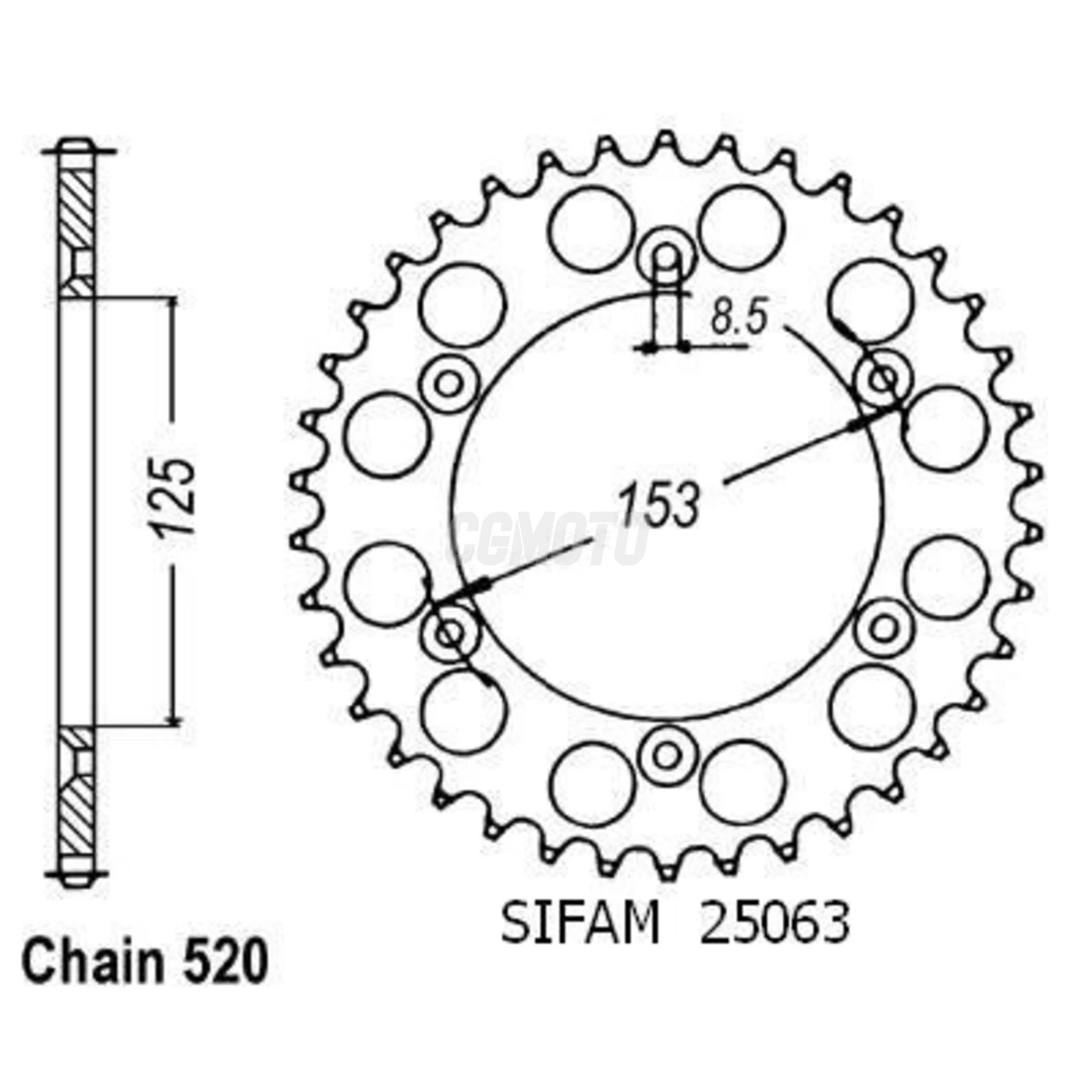 Kit chaine Honda Cr 125 Rd/Re