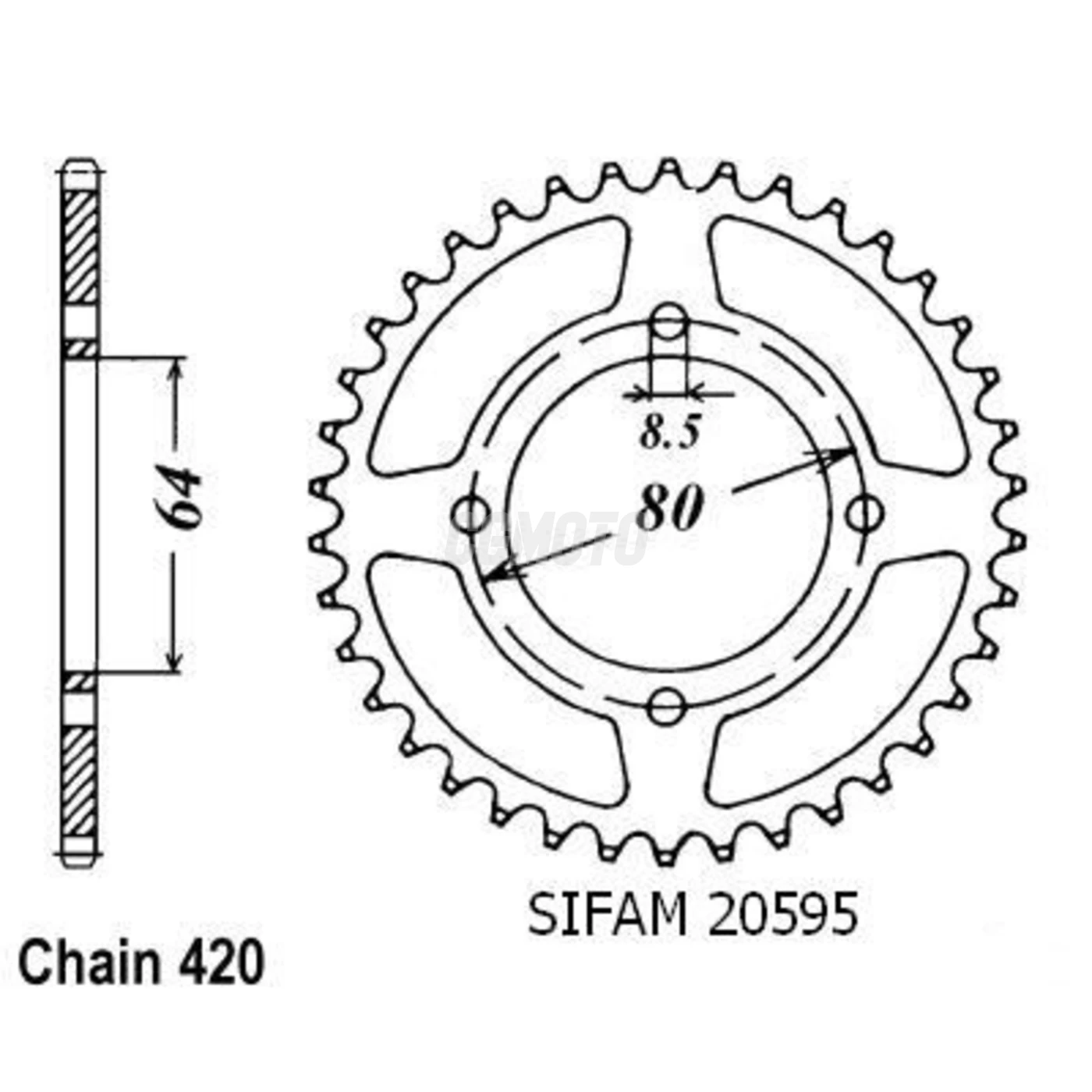 Kit Chaine Origine Yamaha Lc 50 Bop 1980-1981 14x37