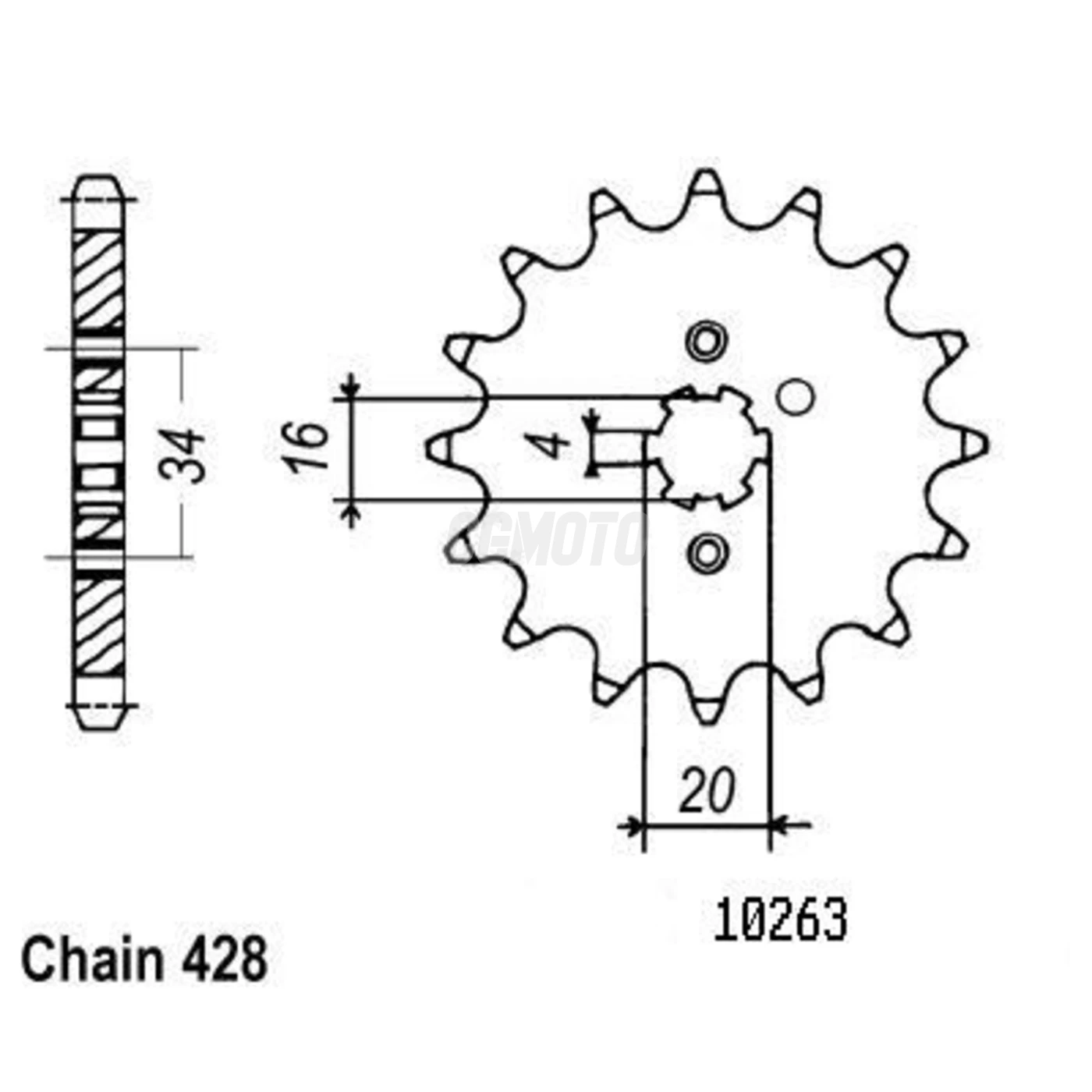 Kit Chaine Origine Yamaha Xt 125 1986-1990 14x54