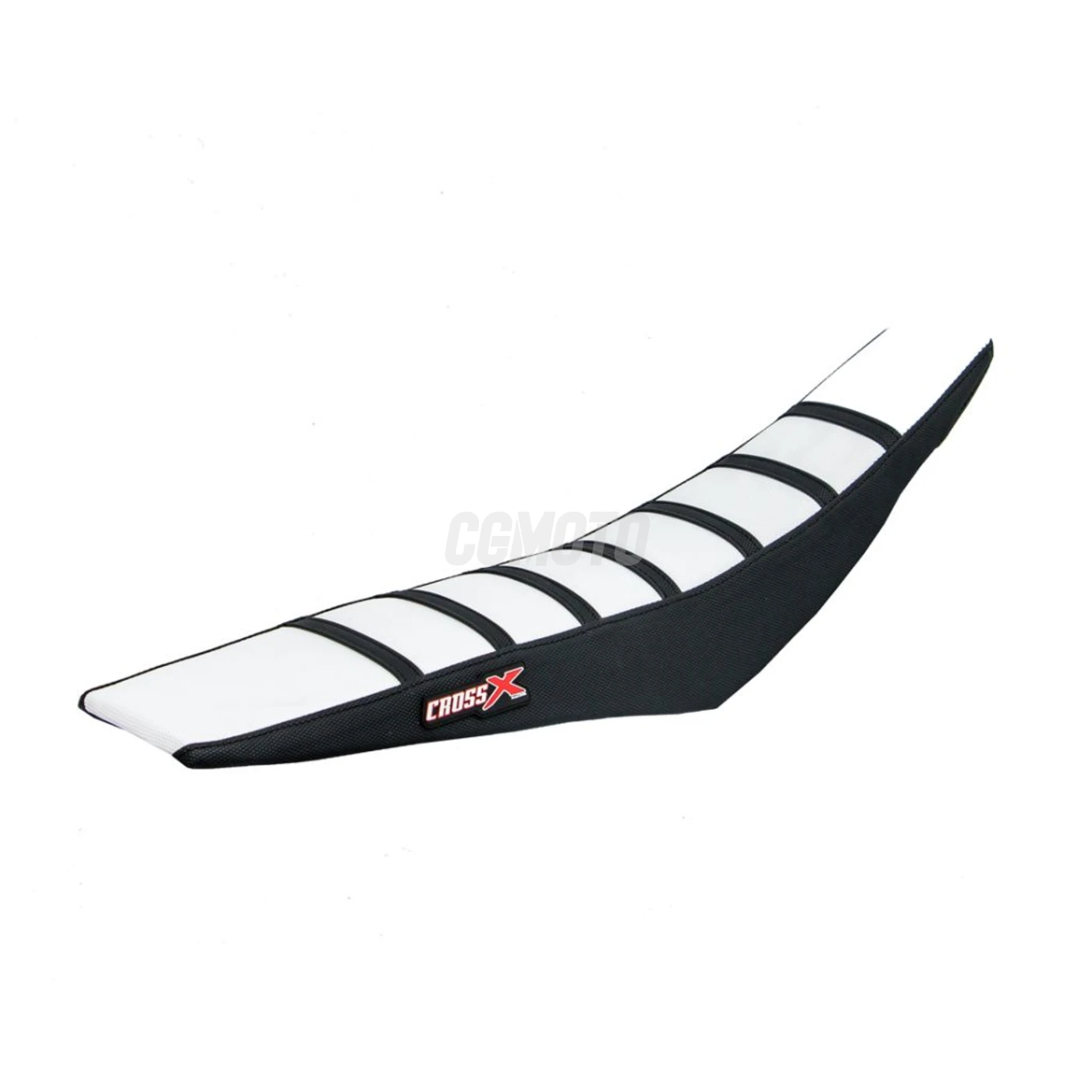 Housse de selle KAWASAKI KXF 250 09-12 KXF 450 09-11 TOP WHITE- SIDE BLACK-STRIPES BLACK (M212-3WBB)