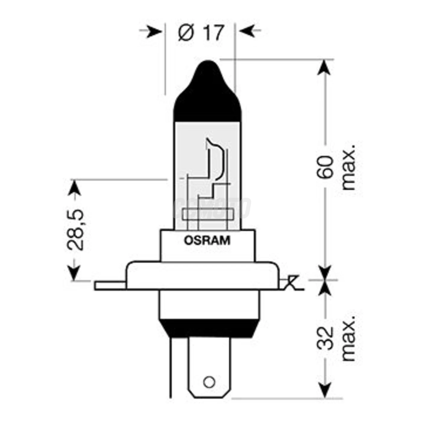 Ampoule H4-12V 60/55W P43t Xtra White