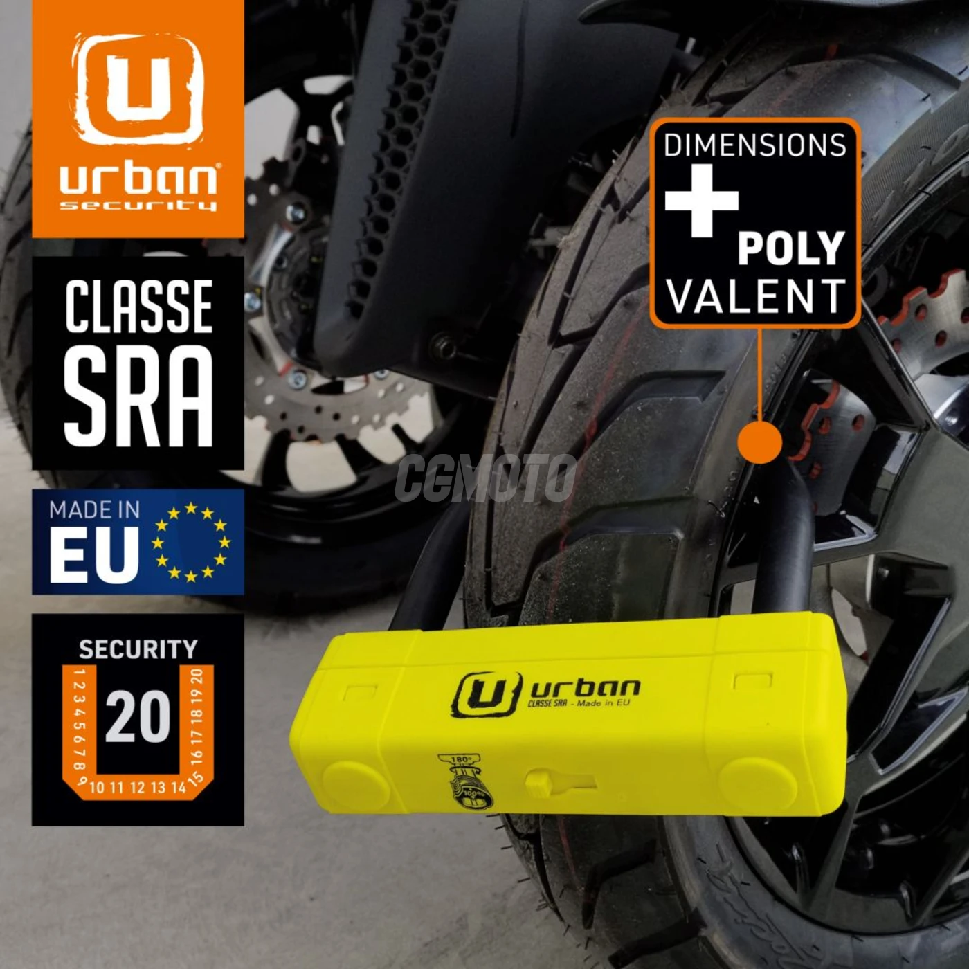 Antivol U diam.18- 120*125 spécial maxi-scooter et selle Honda