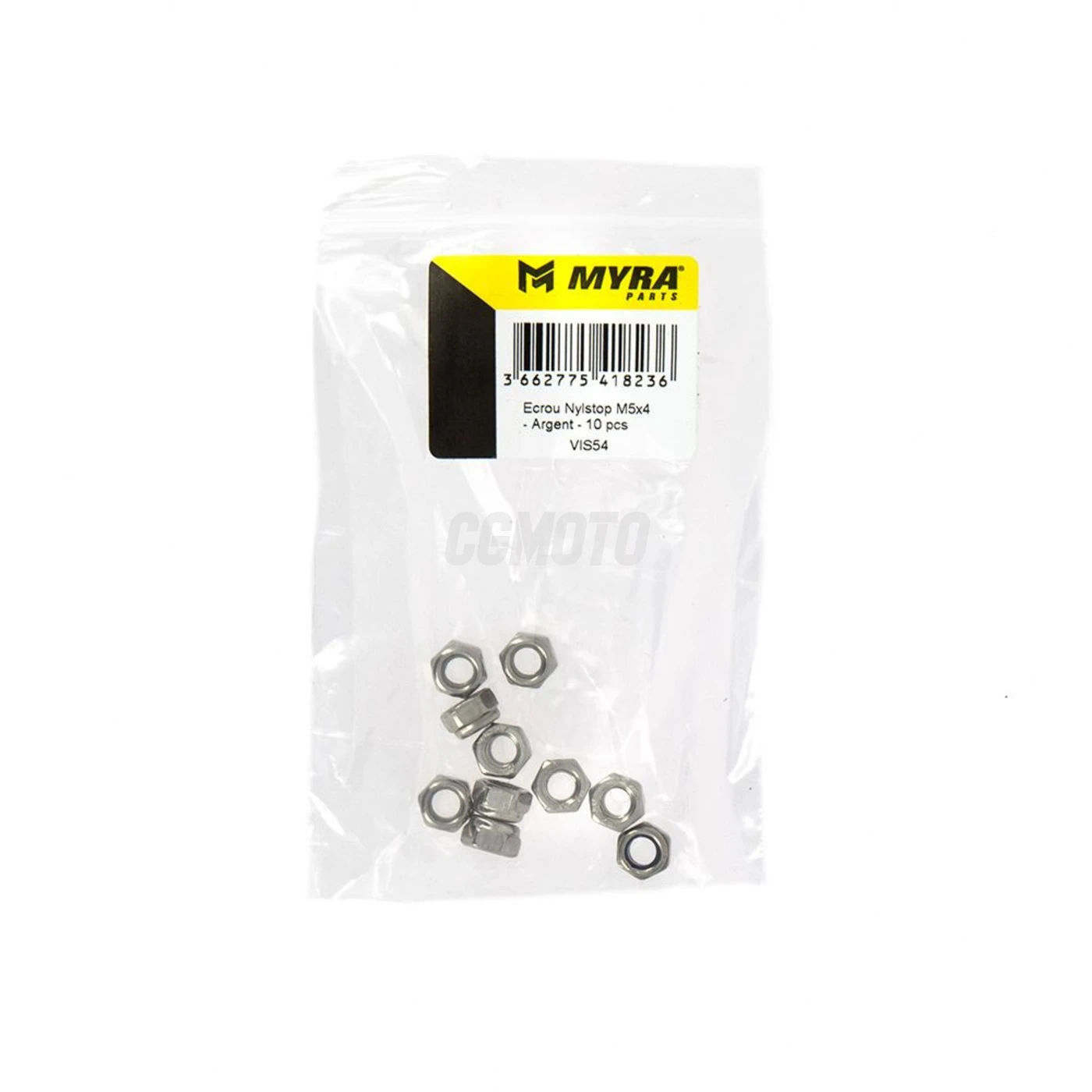 Ecrou Nylstop M5x4 - Argent - 10 pcs