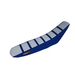 Housse de selle TM MX-EN 125 250 450 530 2003-2007 TOP WHITE- SIDE BLUE-STRIPES BLUE (M1010-3WBLBL)