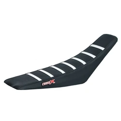 Housse de selle SHERCO SE-R SEF-R 2012 - 2016 TOP BLACK- SIDE BLACK-STRIPES WHITE (M1100-3BBW)