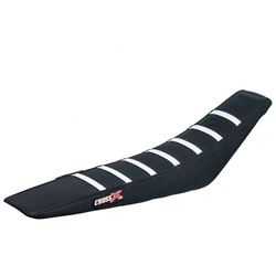 Housse de selle HUSQVARNA TE TC 08-13, WR CR 125 09-13 TOP BLACK- SIDE BLACK-STRIPES WHITE (M613-3BBW)